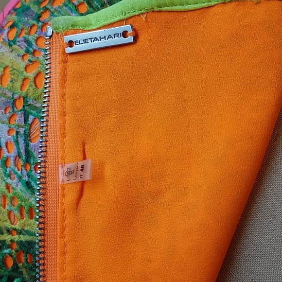 Elie Tahari neon printed cotton eyelet dress - Picture 6 of 8